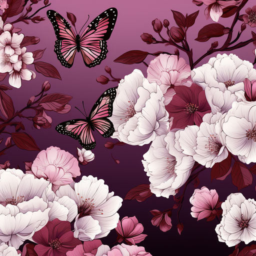 Blossom flowers with butterflies vector