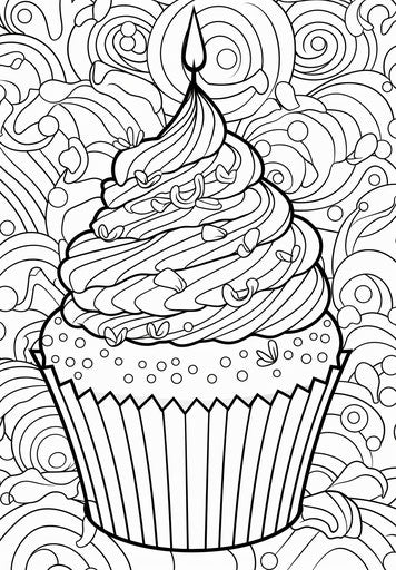 Free Christmas cupcake happy birthday coloring page for adults pdf