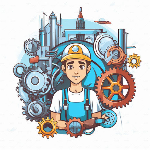 Engineer drawing in the Pastel Colors Art style