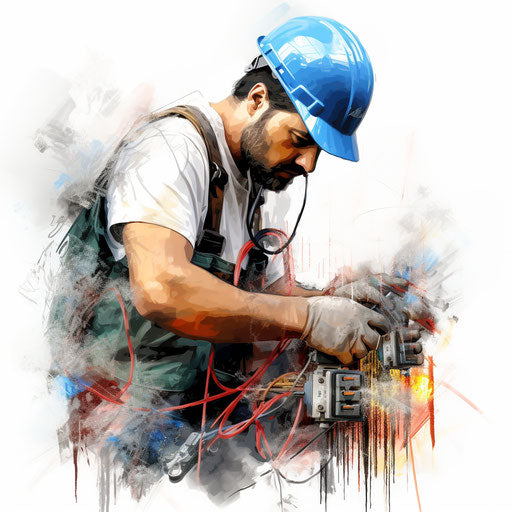 Electrician clipart in the style of Impressionistic Art