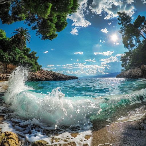 Hvar Beach with perfect surf waves and tropical vibes