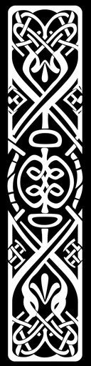 Black and white design, skeuomorphic style, indigenous culture, celtic art, tagging-like marks, stencil-based, high resolution 1:4