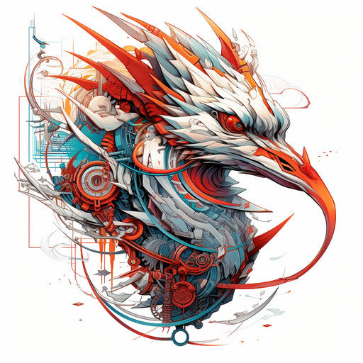 Dragon head and dove arrow in Japanese style