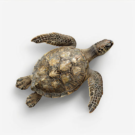 Realistic turtle clip art on white, minimalist approach