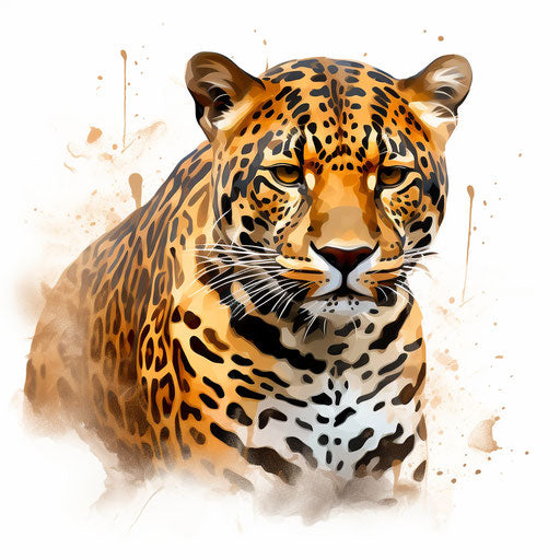 Jaguar illustration in the Impressionistic Art style, on white background