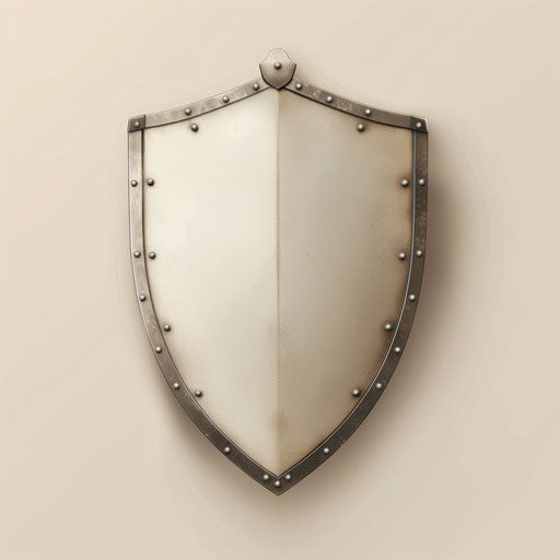 Realistic shield on flat cream background