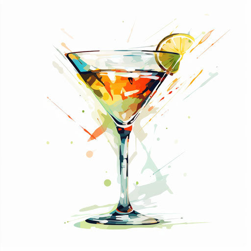 Martini glass in Oil painting style on white background
