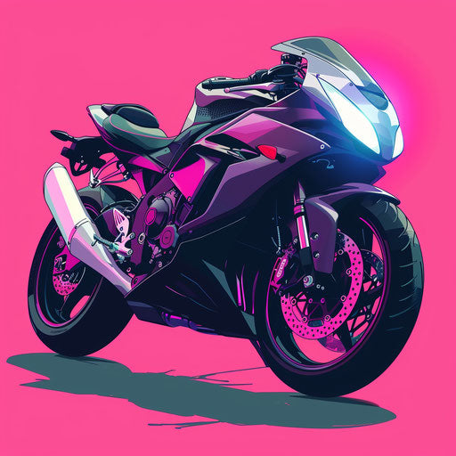 Motorbike on bright magenta background with detailed textures