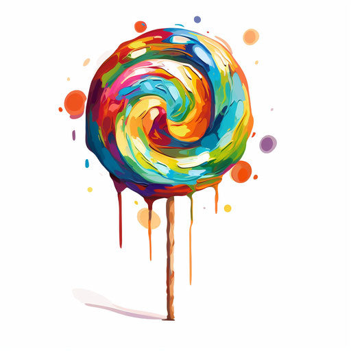 Lollipop in the style of Impressionistic Art on white background