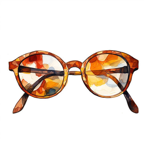 Glasses illustration in the style of Oil painting, on a white background