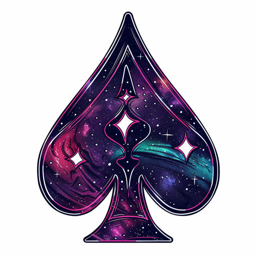 Cosmic spade tattoo: galaxies and stars in silhouette