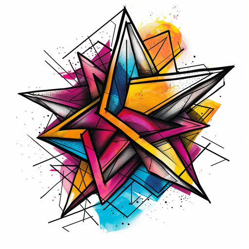 Vibrant tattoo sketch of a David star