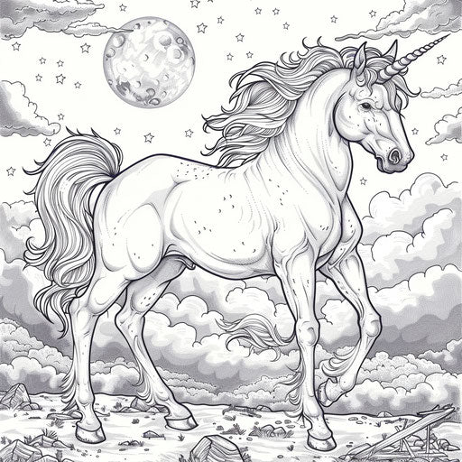 Magical unicorn under a starry sky