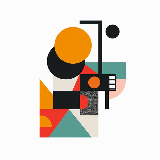 Geometric photography logo with bold shapes on white background