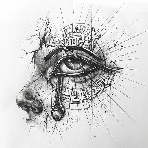 Ancient Egyptian themed Eye of Horus tattoo sketch