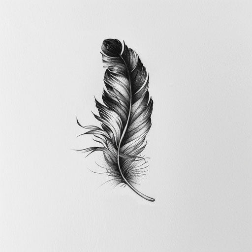 Feather tattoo with optical illusion in black and white