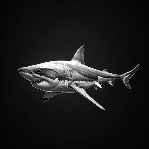 Realistic shark clipart on dark background