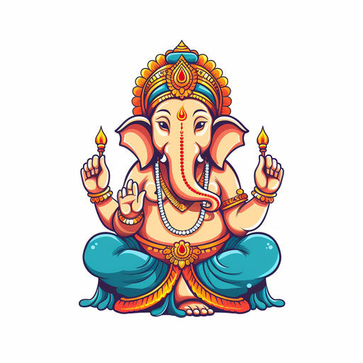 Vinayagar clipart in Minimalist style, on white background