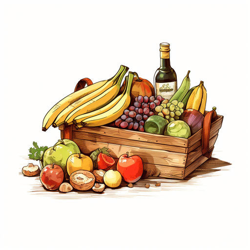 Grocery illustration in the style of Chiaroscuro Art