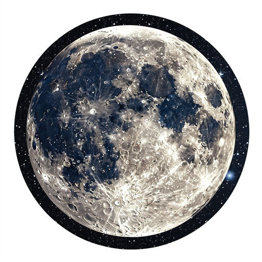 Realistic moon and stars clipart with random flat background