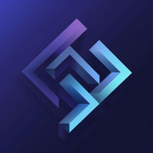 Sleek logo with clean lines on blue gradient background