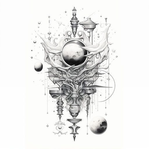 Empty space filled with liquid metal tattoo geometric balance