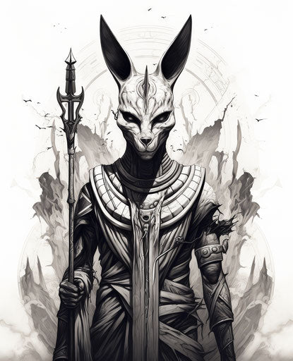 Pharaoh with chisel tattoo, sci-fi art style