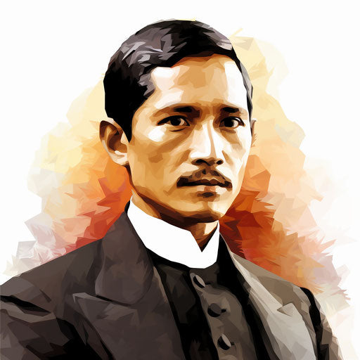 Jose Rizal clipart in the style of an oil painting, on a white background