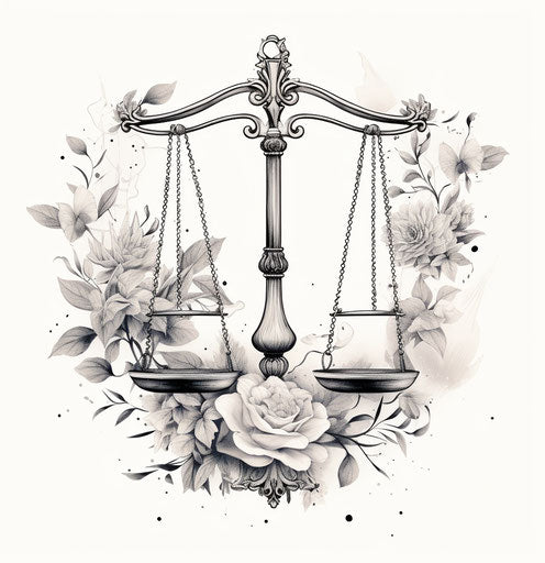 31:32 Balance, abstract tattoo art of justice scales