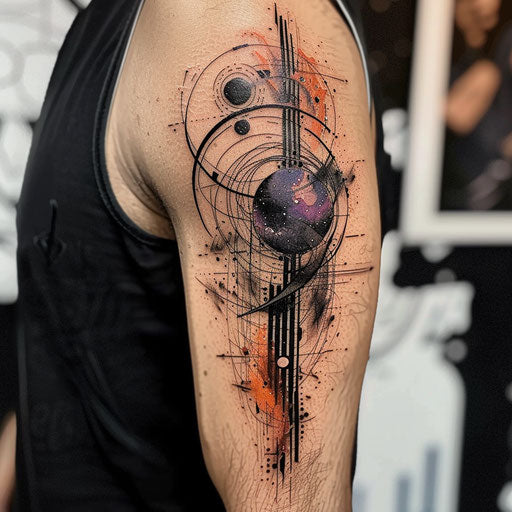 Abstract tattoo inspired by cosmic themes