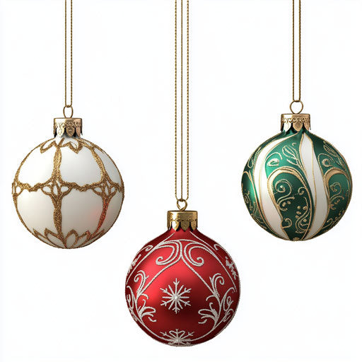 Realistic clipart of Christmas Ornaments, high-resolution, isolated