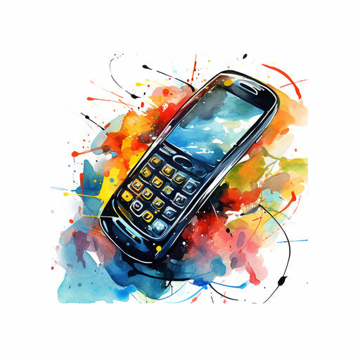 Phone clipart in the style of Oil painting on a white background
