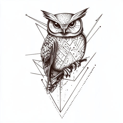 Geometric owl chest tattoo sketch