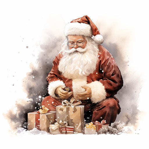 Christmas clipart in Chiaroscuro Art style on white background