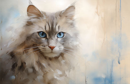 Feline gaze in light beige and dark blue