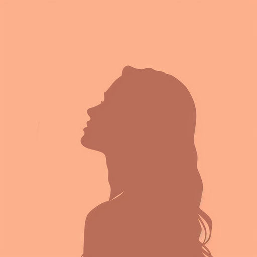 Realistic style woman silhouette on pastel peach background