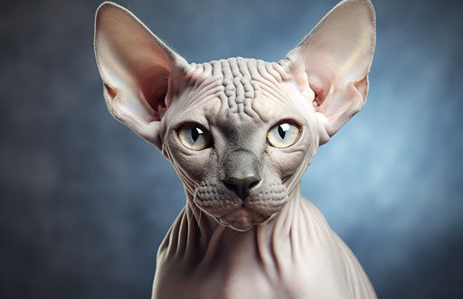 Sphynx, the perfect cat breed, light gray and dark blue 17:11