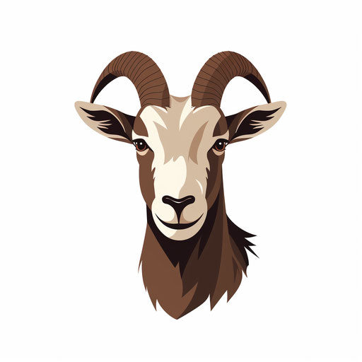 Goat illustration in Minimalist style, on white background