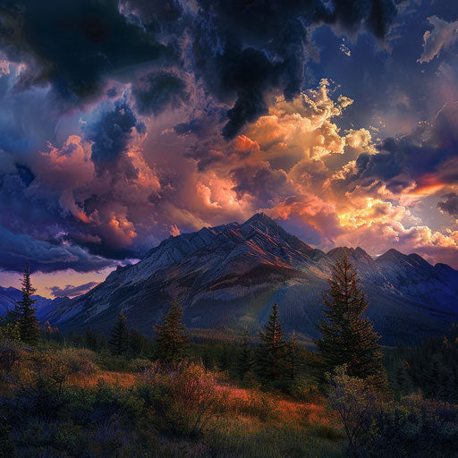 Cascade Mountain with dramatic clouds and rich hues