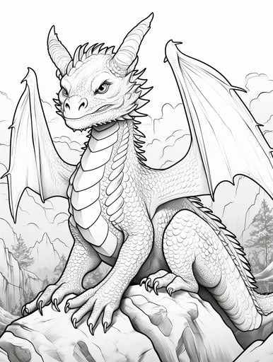 Dragon with wings coloring page