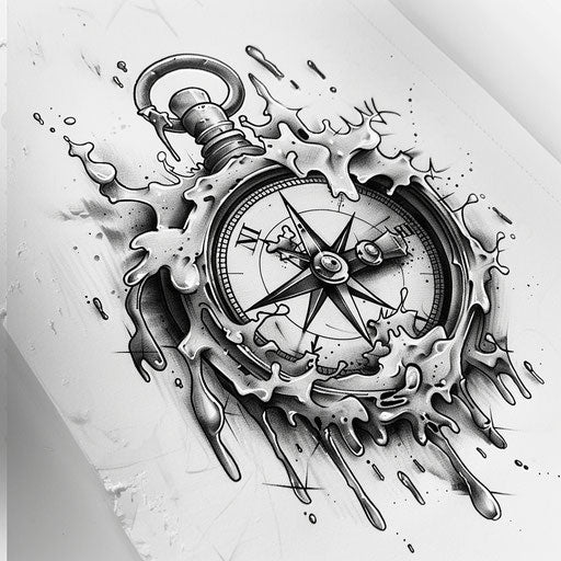 Melting compass rose inspired by Dali's painting