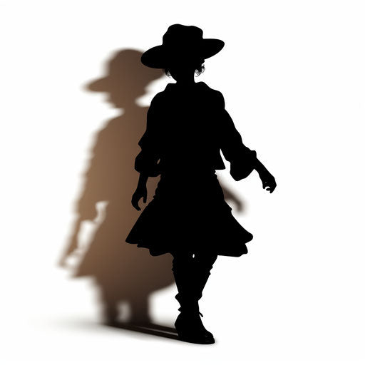 Shadow silhouette in the style of Chiaroscuro Art, on white background