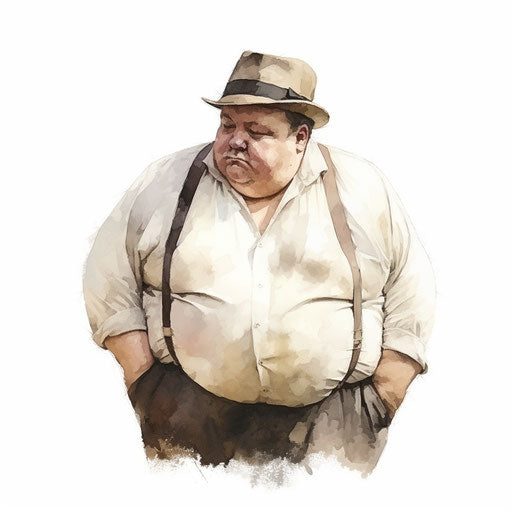 Obesity clipart in the style of Oil painting, on a white background
