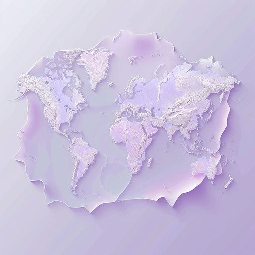 Map on a flat lavender background with realistic details