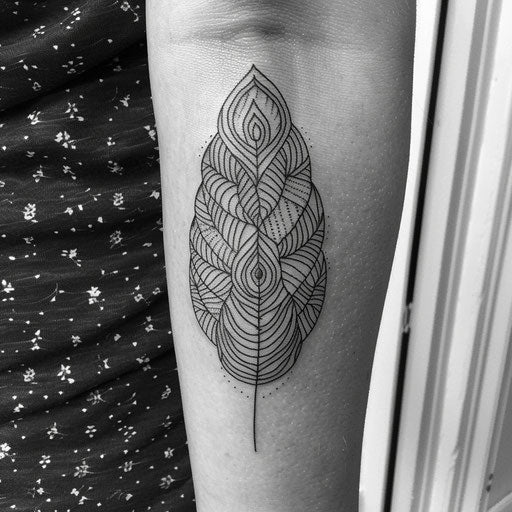 Feathers for men, simple tattoos in the style of Guy Aitchison