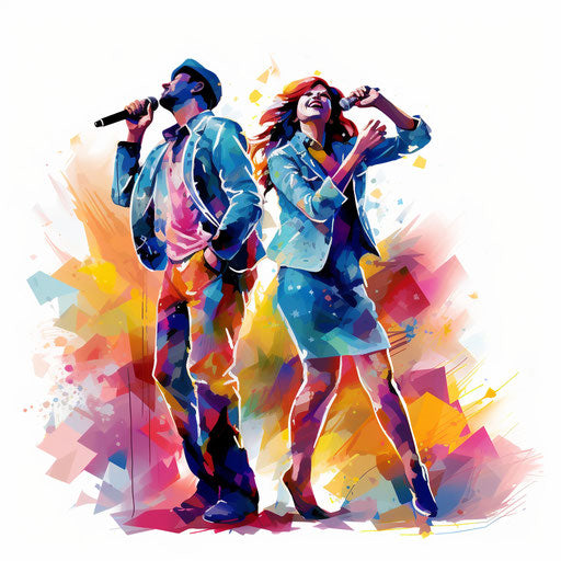 Karaoke clipart in the style of Impressionistic Art, on white background