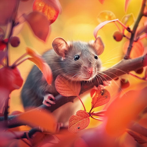 Brown rat among vibrant autumn colors