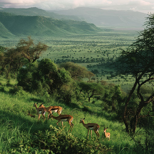 Family of gazelles grazing in the Great Rift Valley