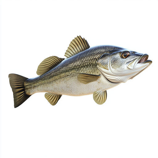 3D bass on flat white background, isolated clipart