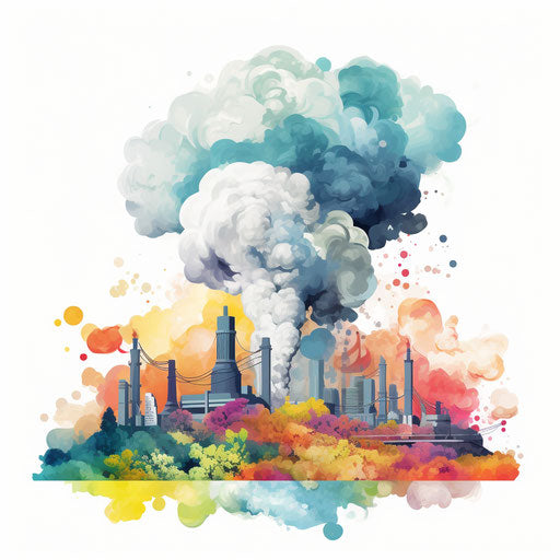 Impressionistic depiction of air pollution, white background